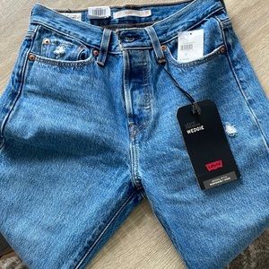 Levi's wedgie denim high rise medium blue tapered leg NWT